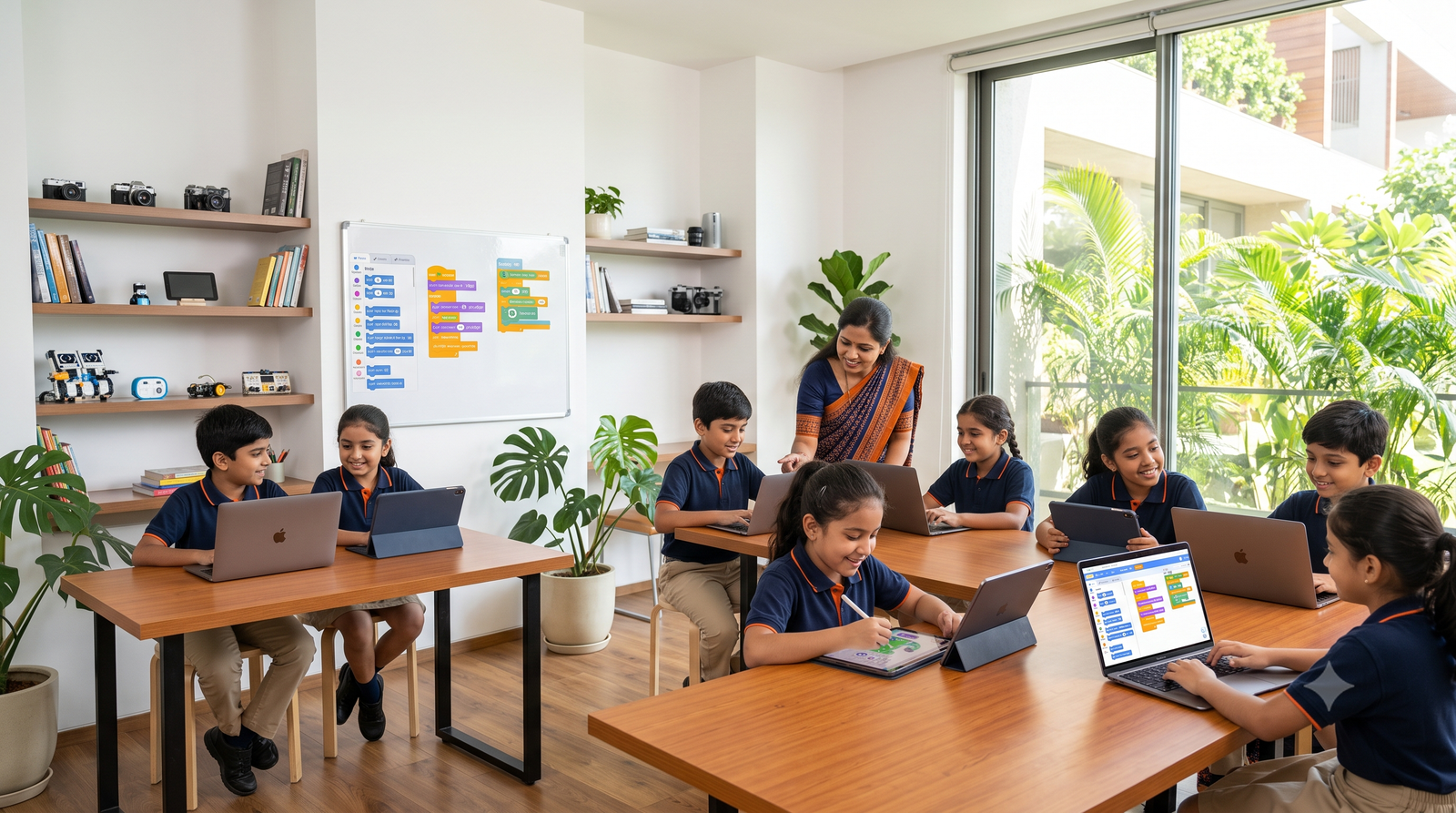 Young students exploring computers in Digital Explorer class