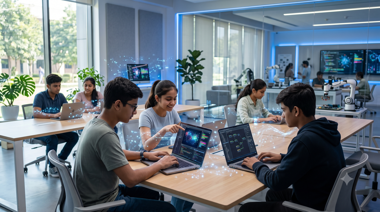 Students building AI projects in the AI Innovator program