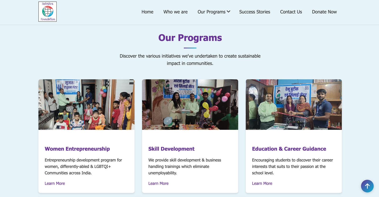 SatMitra Foundation website for community empowerment programs
