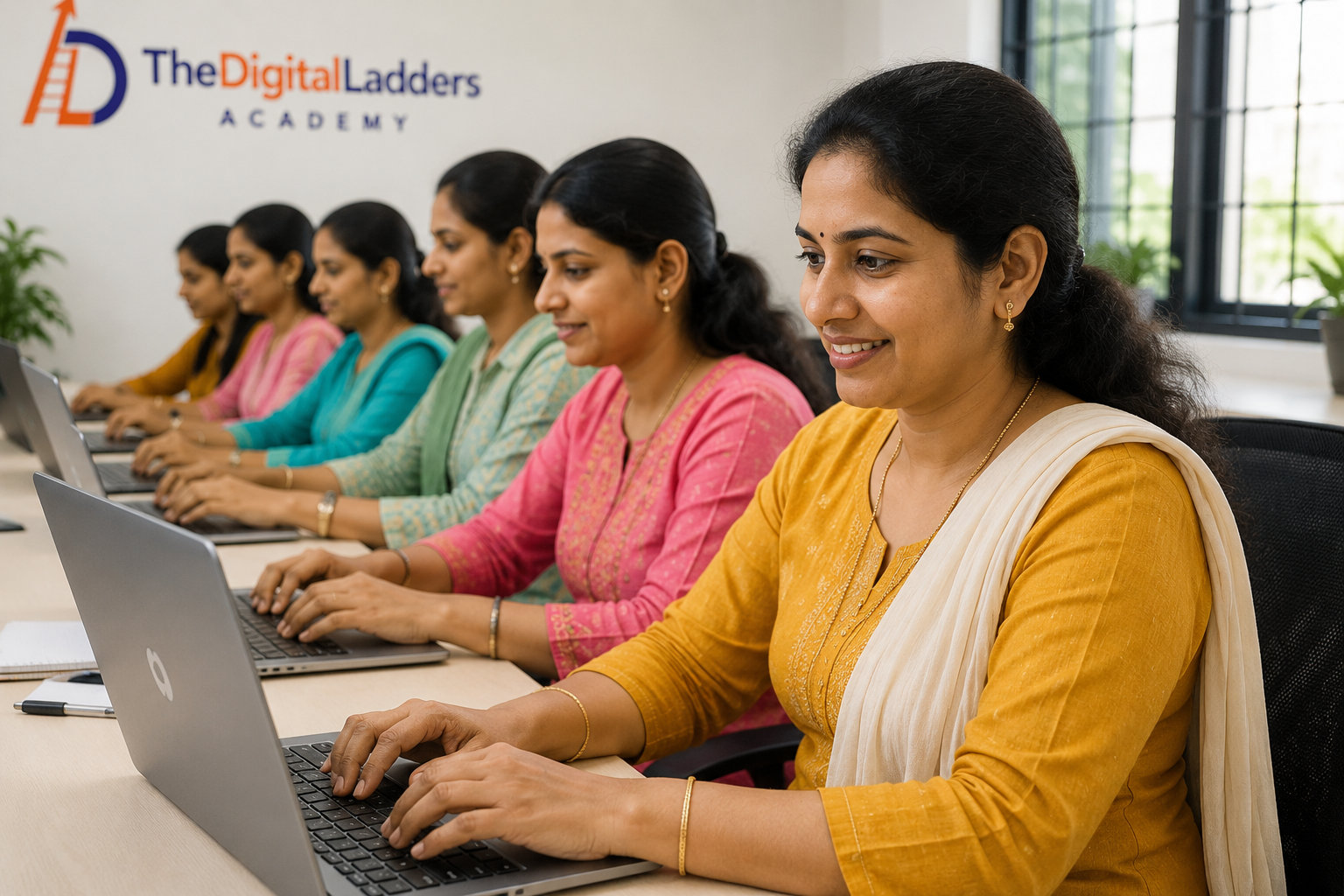 Women learning digital career skills at TheDigitalLadders Academy